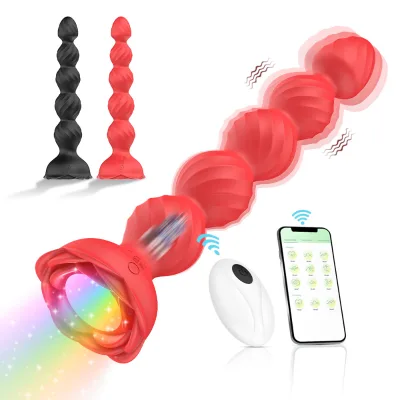 Hot Selling Rose Anal Plug Vibrator Remote Control and APP Butt Plug Wireless Anal Toys for Men Women