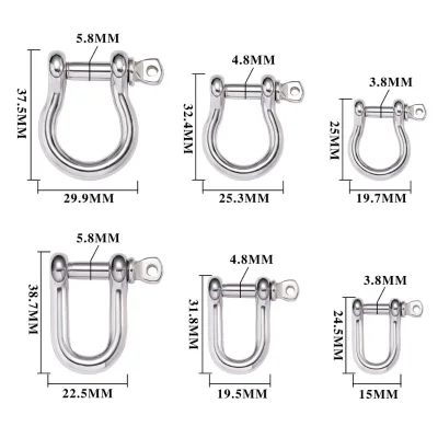 Stainless Steel Vachette Clasp D Shape Buckle Connector Key Chain Hook Leather Craft Bag Strap Accessories for Jewelry Findings
