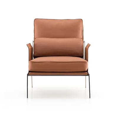 High-end Italian Design Luxury Single Leather Armchair Indoor Leisure Lobby Customized Furniture