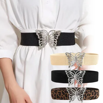 Womens' Elastic Wide Belt Fashionable Butterfly Design European American Style Stretchy Snap Closure Decorative Waist