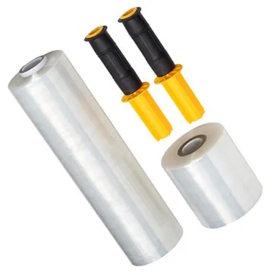 Industrial Hand Stretch Film with Handle Moisture Proof 200m Length for Supermarket Promotion