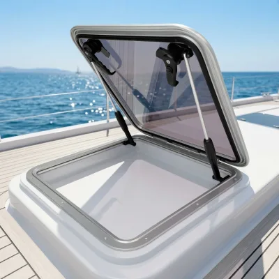 Aluminum Opening Marine Porthole Window Waterproof Anti UV Boat Hatch Window Gas Strut Yacht Speedboat Fishing Vessel