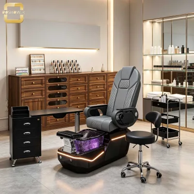 Walnut Wood Salon Storage Cabinet of Multi Drawer Beauty Supply Cabinet for Nail Salon & Aesthetic Studio