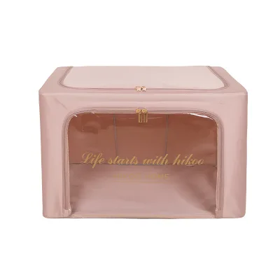 Large Capacity New Foldable Wardrobe with Waterproof Sateen Fabric Steel Frame Sewn Clothes Storage Organizer Bag for Bedding