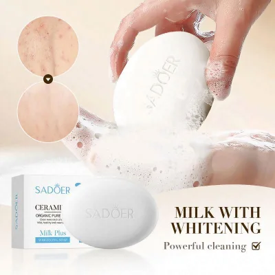 SADOER New Skin Care Products Goat Milk Whitening Soap Face Wash Handmade Shower Soap Clean Hair Solid Soap Manufacturers