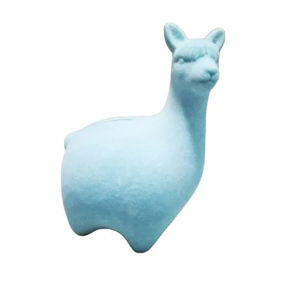 Wholesale Custom Color Alpaca Ceramic Flocked Piggy Bank Animal Shape Money Box