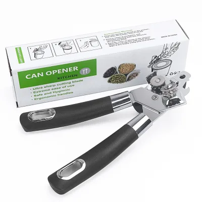 Effortless 3-in-1 Manual Stainless Steel Can Opener with Plastic Handle Multi-Function Kitchen Tool Eco-Friendly Jar Lid Opener