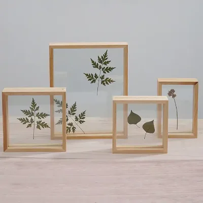Natural Wooden Picture Frame with Double Pane Glass Eco Wood Photo Frame