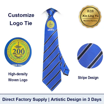 High Quality Custom Microfiber Embroidered Tie Logo Custom Logo Under Knot Necktie University Club Tie With Logo