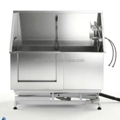 Freestanding Stainless Steel Dog Washing Station Integrated Entry Ramp Easy Operation For Pet Groomers