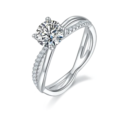 Hot Selling Staggered Hollow Moissanite Ring S925 Sterling Silver Plated Platinum Circular Infinite Moissanite Ring