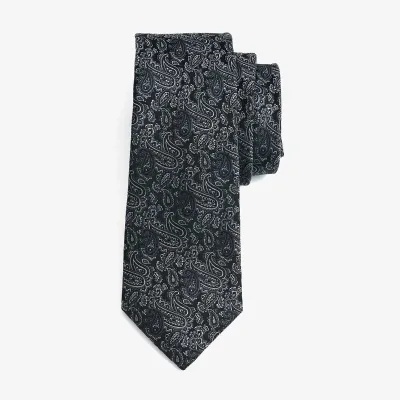 Men's High-Grade Black Silk Texture Tie, Small Paisley Jacquard Woven Silk Necktie, Custom Service Available