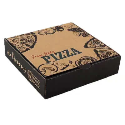 Winter Solstice Insulated Recyclable Customizable Corrugated Board Vanishing Printed Pizza Box Handle-Thickened Leakproof
