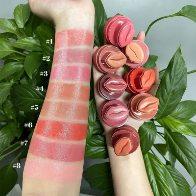 Private Label Natural Lip & Cheek Cream Balm Moisturizing Nourishing Wholesale Cute Lip Shape Lipstick Blush