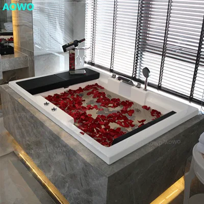 Embedded Drop-in whirlpool Bathtubs with Build in Acrylic Hydro Therapy Massage Bathtub with air Bubble Double Built-in Bathtub