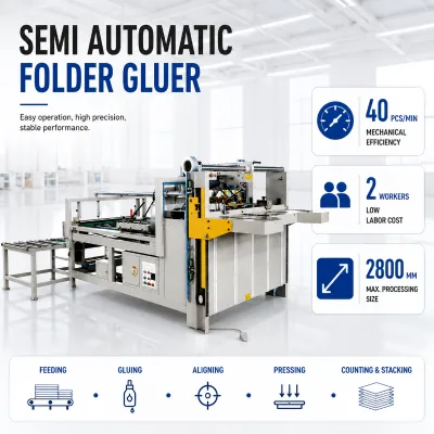 BZD Commercial 3KW Fan Drying Section Cardboard Jointing Folder Gluer Carton Edge Gluer 3KW Fan Drying Folder Gluer