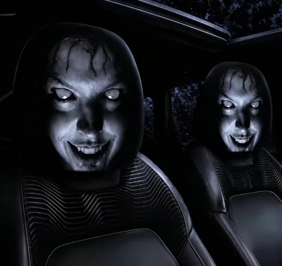 Scary Ghost Face Printed Headrest Covers for Cars, Customized Image Printed Sublimation Funny Elastic Car Headrest Cover