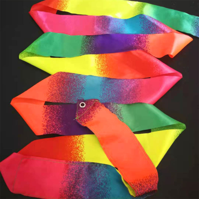 2 M Rhythmic Gymnastics Ribbon Dancing Satin rainbow Color Ribbons for Dance and Gymnastics