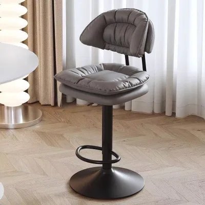Elegant Faux Leather Modern Swivel Bar Chair Adjustable Height Rotating Stool for Dining Hall