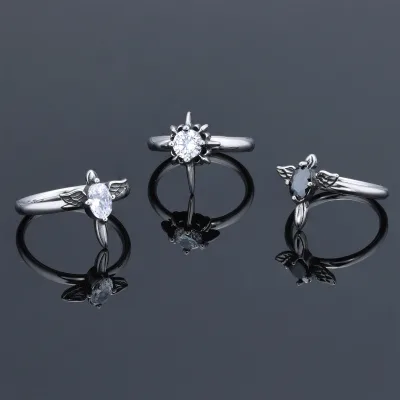 Dainty Zircon Star Ring for Men Women CZ Stone Gemstone Stainless Steel Rings Non Tarnish North Star Gothic Rings