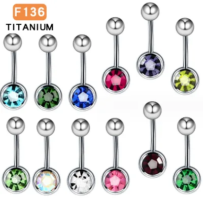 G23 Bling Beautiful Navel Piercing Ring Threaded High Polish Titanium G23 Crystal Navel Piercing Jewelry
