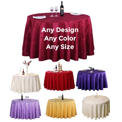 Hot Selling 120 Round Embroidered Satin Rosette Flower Table Cloth Luxury Large Wedding Tablecover Handmade Techniques