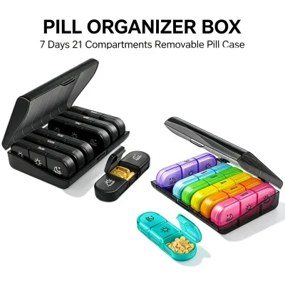 Practical Weekly Pill Organizer | Detachable 3-Times Daily Sealed Pill Box | Moisture-Proof Portable Vitamin Storage for Travel