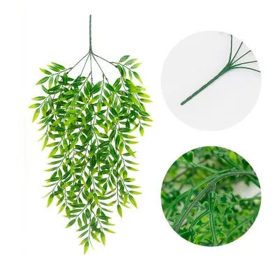 Natural Style Faux Green Bamboo Leaves Artificial Hanging Decoration for Home Garden Christmas Graduation Easter Decorations