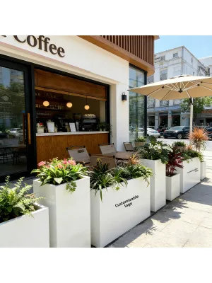 Outdoor Stainless Steel Flower Box Combination Rectangular Planting Box Partition Flower Trough Commercial Street Square Fence