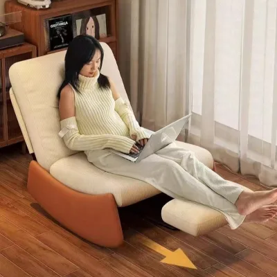 Solid Wood Frame Tufted Recliner Chair with Footrest Rocking Living Room Sofa for Bedroom/Apartment Sold as One Piece