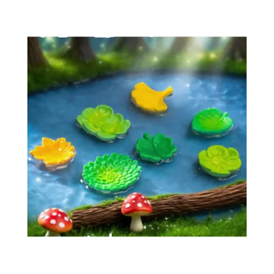 Fall Decor Float Leaves Clover Mint Red Maple Ginkgo Phoenix Tree Plant Green Resin Leaf Miniature Garden Aquarium Bonsai Figure