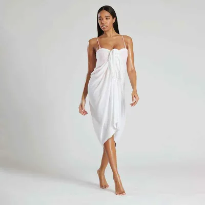 Factory Wholesale Beachwear Sarong Low MOQ 1 Piece Customizable Print Breathable Women Beach Cover up Kaftan Kimono Cardigan