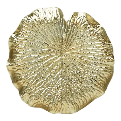 Antique Design Leaf Shape Serving Tray Made of Aluminum Gold Superior Quality Decorative Tabletop Dessert Serving Dish