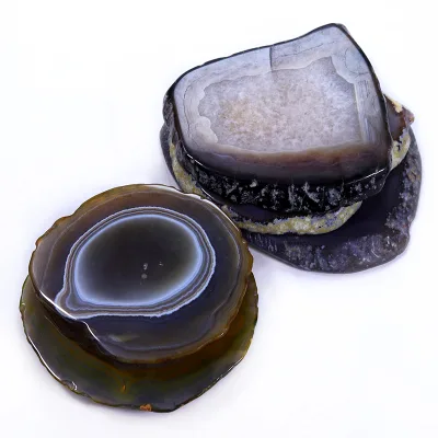 Wholesale Bulk Natural Grey Agate Slices Crystal Crafts Polished Gemstone