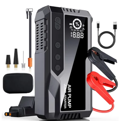 Double Cylinder Cordless air Mattress SUV RV Car air Compressor 12v Auto Electric Pump Tire Inflator with Jump Starter