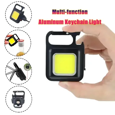 USB Rechargeable 500mA Mini COB LED Keychain Light Multifunctional for Camping Emergency Outdoor Lighting
