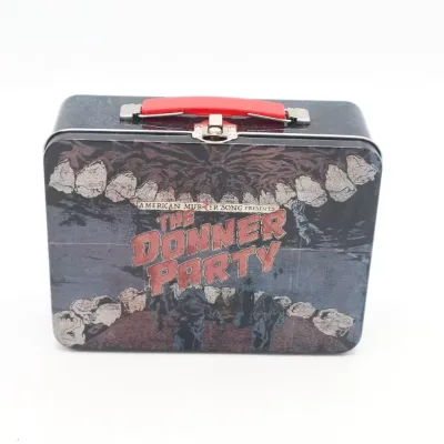 Custom Printed Food-Grade Hinged Metal Tin Lunch Box with Handle for Kitchen Use-Bento Tin Lunch Tool Box