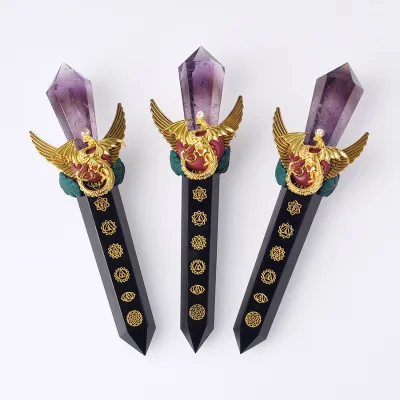 Wholesale amethyst stone wand magic wand crystal spiritual energy gemstone wand scepter magic wand