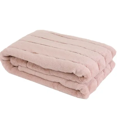 Fake rabbit fur blanket with mink backside
