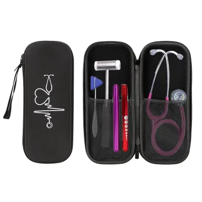 Professional Factory Custom EVA Travelling Hard Medical Equipment Stethoscope Carrying Pu LeatherCase with Zipper