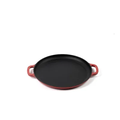24cm Preseasoned Round Grill Pan Die-cast Iron Roti Pan