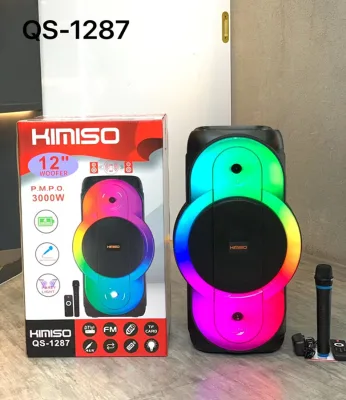 KIMISO New Model 12inch 40W High-Power Cool Lighting for Speaker Remote Control Wireless Microphone Outdoor Square Speaker