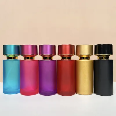 Custom Logo 50ml Matte Color Glass Perfume Bottle Empty Refillable Screw Spray Glass Bottle Luxury Cosmetic Packaging Container