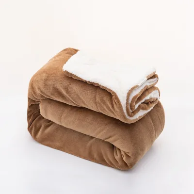Wholesale High Quality Sherpa Lined Flannel Blanket Anti-Static Custom Logo Fleece Throw Blanket for Holiday Gift
