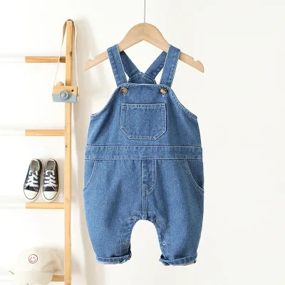 New Autumn Overalls Trousers Girls Sleeveless Denim Jumpsuit Pants Children Long Pants 0-3y