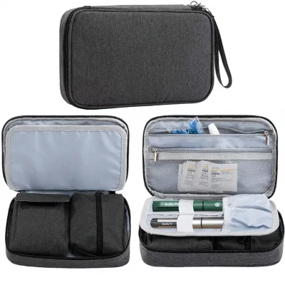 Refrigerated Zipper Foldable Portable Travel Medicine Thermal Bag with Instant Refrigeration for Insulin Travel Medicine Storage