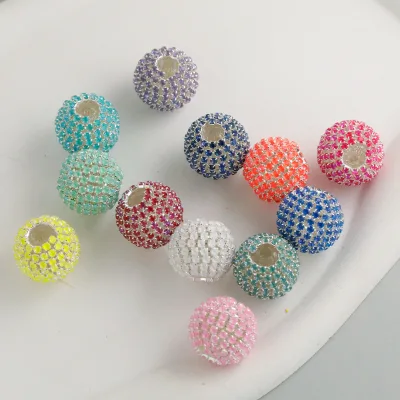 DIY Colorful Cubic-shaped Transparent Hole Beads with Sparkling Rhinestones. Handmade String Beads Wholesale Low Price in Stock