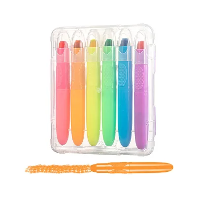 6 Colors Crayons DIY Art Painting Graffiti Large Capacity Color Bright Durable Rotating Crayons for Children Holiday Gifts
