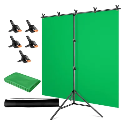 2x1.5m Aluminum Alloy T Shape Background Support Stand Portable Multi Color Backdrop Screen for Live Stream Studio Shooting