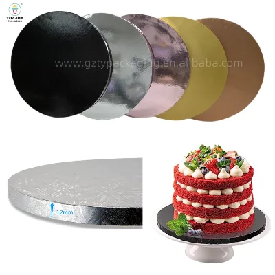 Custom Factory Black Round Square 6" 8" 10" 12" 4mm 5mm 6mm With Bakery Boxes MDF Baking Paper Cake Board Plate Tray Base Drum